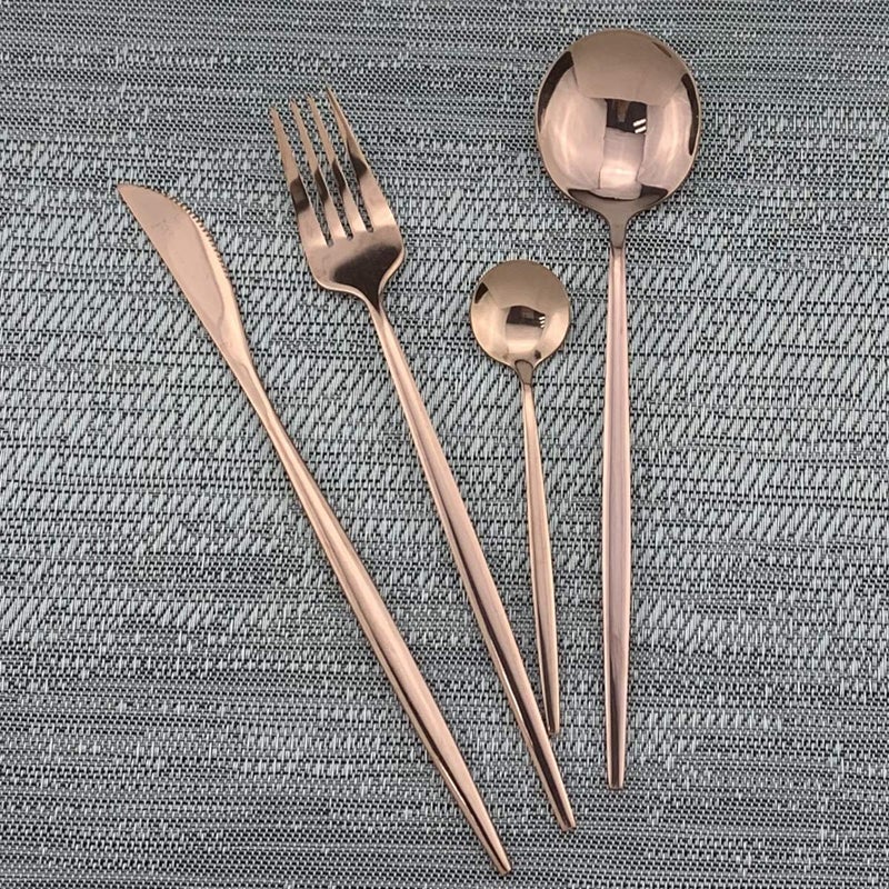 Gugrida 24-Piece Silverware Set - 18/10 Stainless Steel Reusable Utensils Forks Spoons Knives Set, Mirror Polished Cutlery Flatware Set, Great for Family Gatherings & Daily Use (6 set, Copper) - Image 2